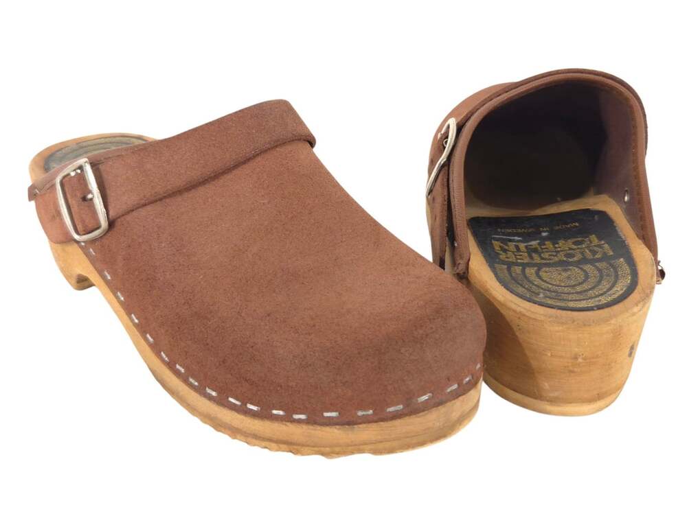 Kloster Toffeln Clogs US 6 EU 36 Womens Brown Suede Wooden Slip On $100